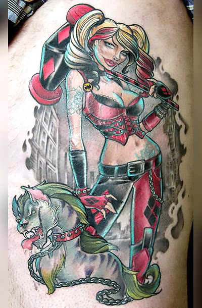 Pin Up Harley Quinn Tattoo Idea