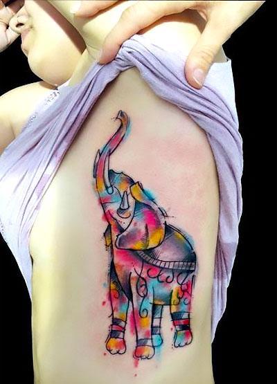 Amazing Elephant on Side Tattoo Idea