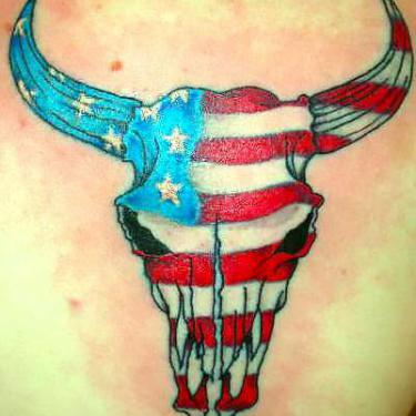 American Bull Skull Tattoo