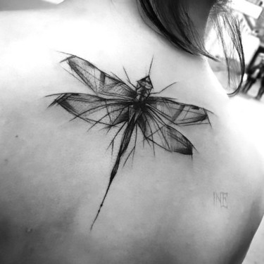 Sketch Style Dragonfly Tattoo