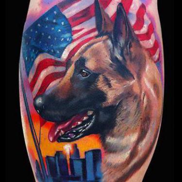 American Police Dog Portrait Tattoo