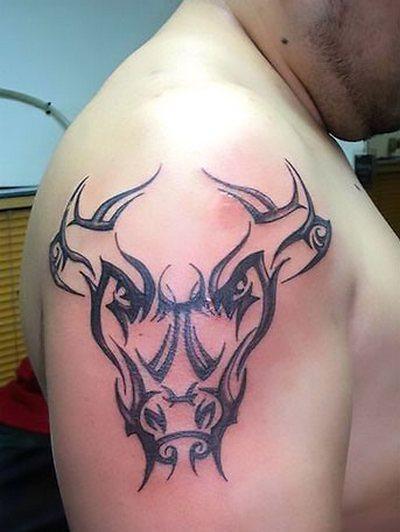 Angry Bull Head Tattoo Idea