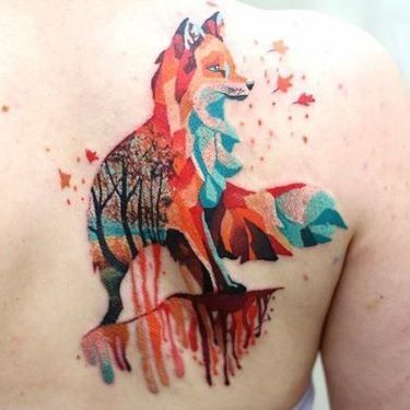 Best Colorful Fox Tattoo