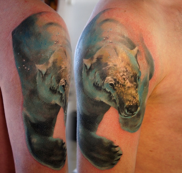 Polar Bear on Shoulder Tattoo Idea