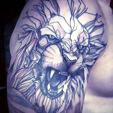 Angry Lion Face for Men Tattoo