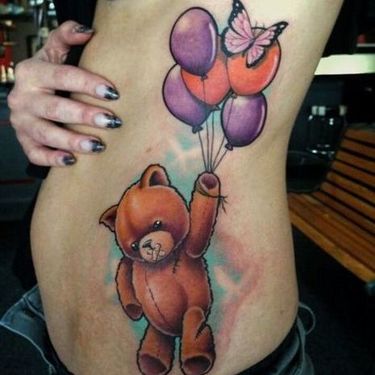 Teddy Bear With Baloons Tattoo