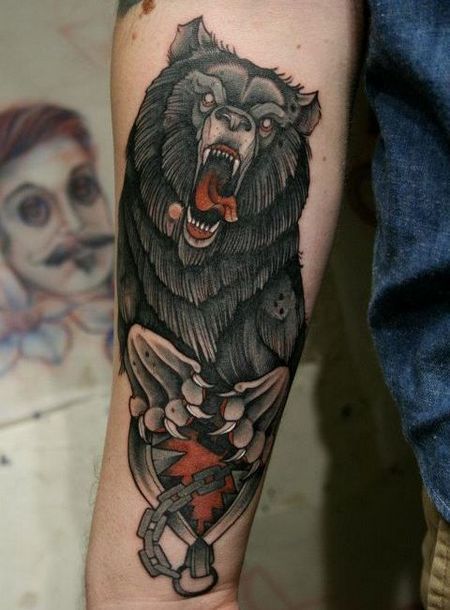 Crazy Grizzly Bear Tattoo Idea