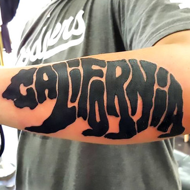 California Bear Text Tattoo