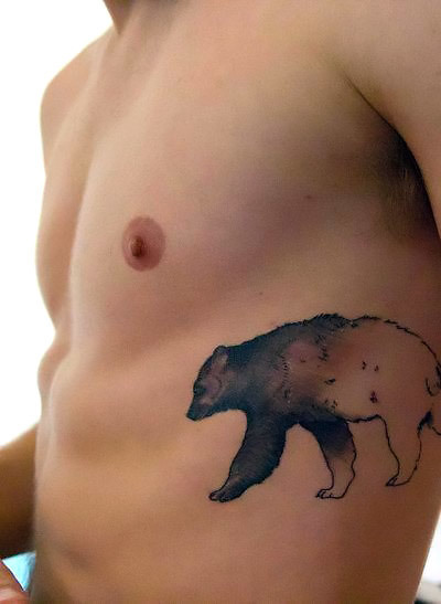 Interesting Bear on The Side Tattoo Idea