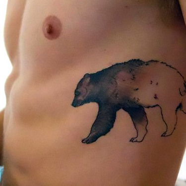 Interesting Bear on The Side Tattoo