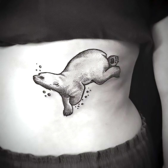 Swimming Polar Bear Tattoo Idea