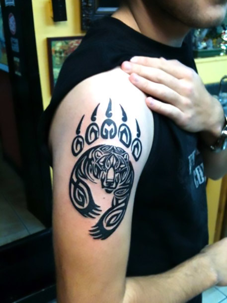 Tribal Bear Paw Print Tattoo Idea