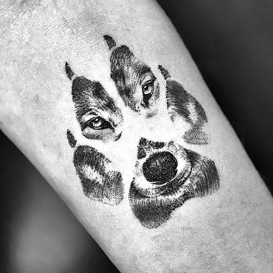 Animal Print Paw Wolf Tattoo Idea