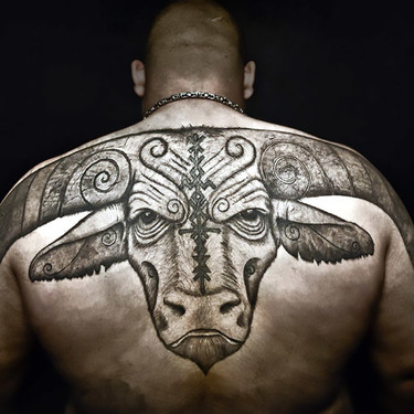 Large Bull Head Tattoo