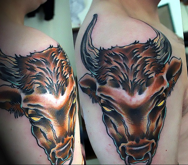 Nice Bull Head Tattoo Idea