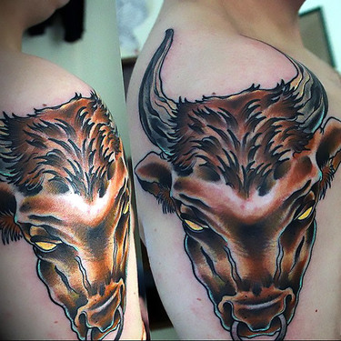 Nice Bull Head Tattoo