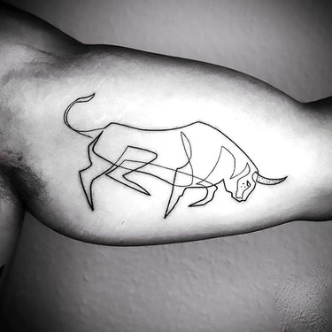 One Line Bull Tattoo