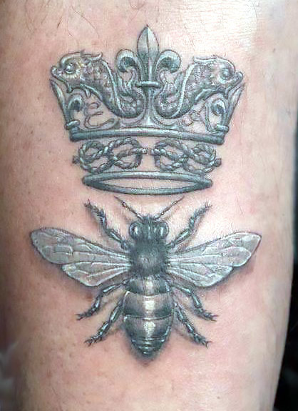 Queen Bee With Crown Tattoo Idea