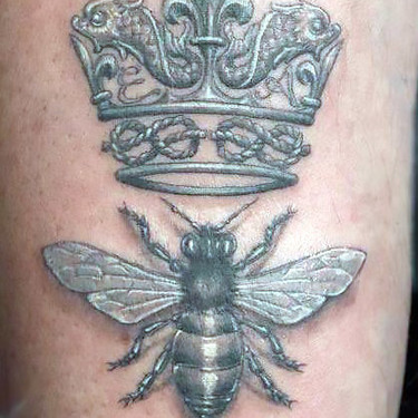 Queen Bee With Crown Tattoo