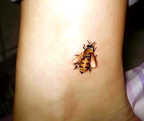 Realistic Little Bee Tattoo Idea