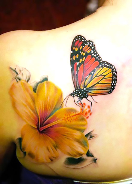Lily and Monarch Butterfly Tattoo Idea