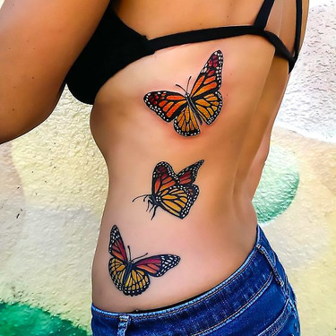 Monarch Butterflies on Side Tattoo