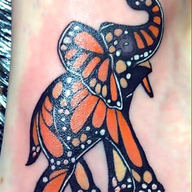 Monarch Butterfly Elephant Tattoo
