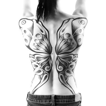 Black and White Butterfly Wings Tattoo