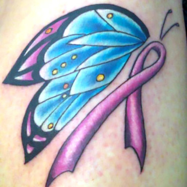 Breast Cancer Butterfly Tattoo