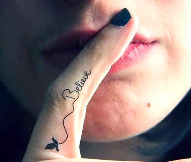 Believe on Finger Tattoo Idea