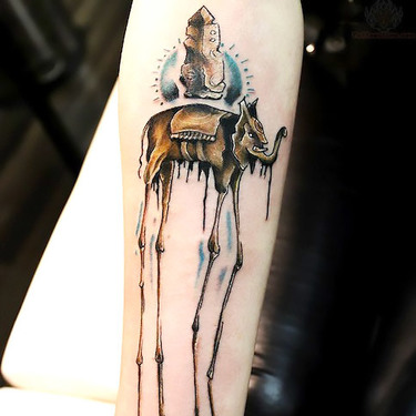 Cool Dali Elephant on Arm  Tattoo