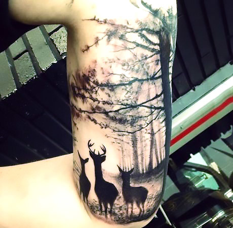 Deer Blackwork Tattoo Idea