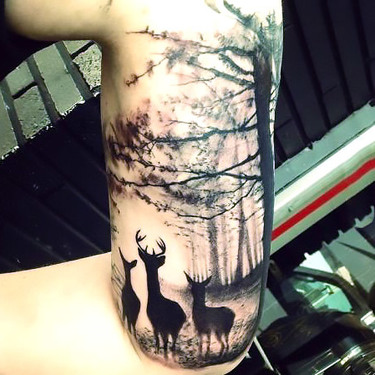 Deer Blackwork Tattoo