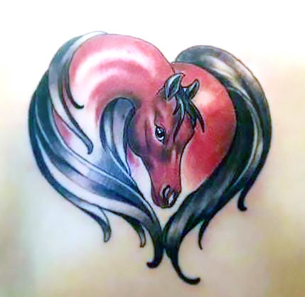 Horse Heart Colorful Tattoo Idea