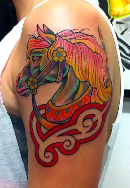 Rainbow Colorful Horse Tattoo Idea