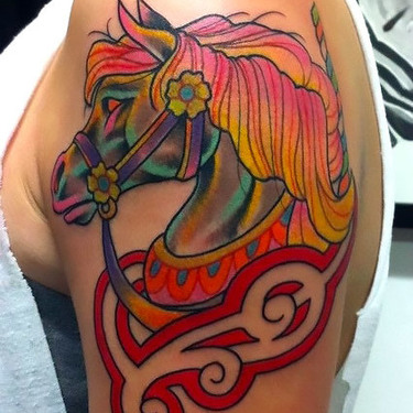 Rainbow Colorful Horse Tattoo