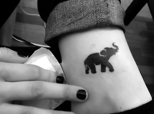 Small Elephant on Ankle Tattoo Idea