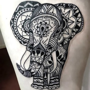 Elephant Henna Thigh Tattoo
