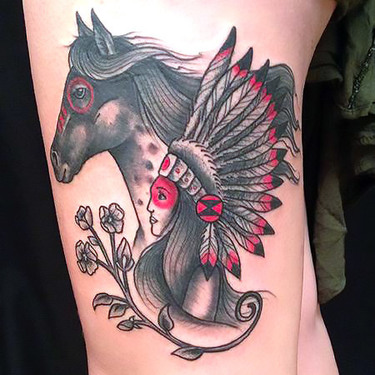 Small Native American Horse Tattoo