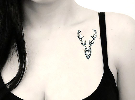 Tiny Deer Head Tattoo Idea