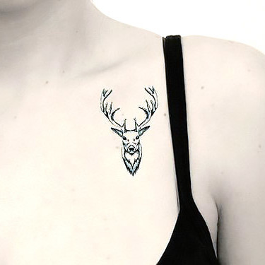 Tiny Deer Head Tattoo