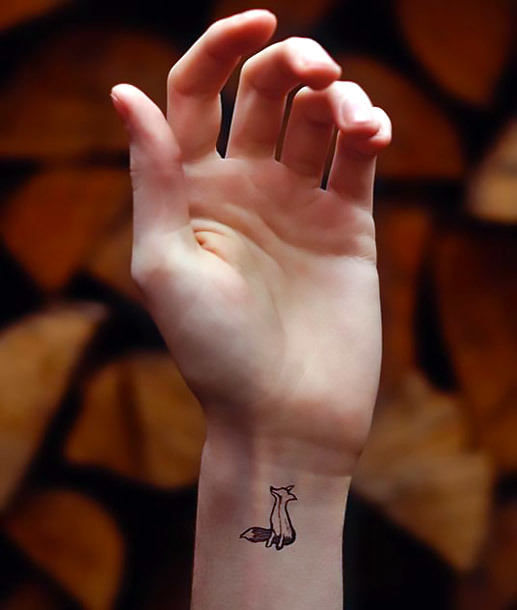 Tiny Wrist Fox Tattoo Idea