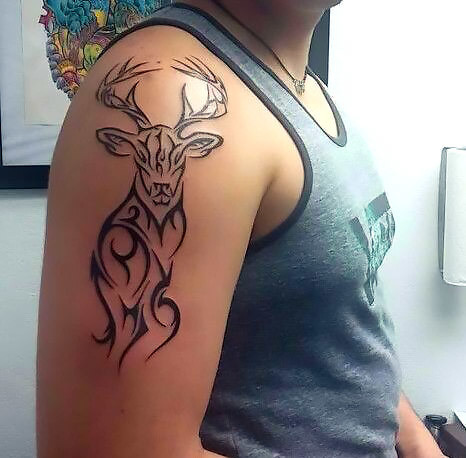 Tribal Deer Tattoo Idea