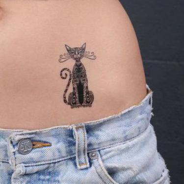 Cat Tattoo On Belly Tattoo