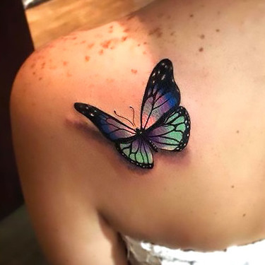 Realistic 3D Butterfly Tattoo