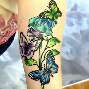 Roses and Butterflies Tattoo