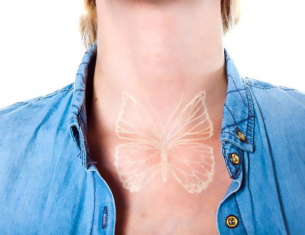White transparent Butterfly Tattoo Idea