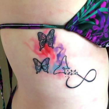 Watercolor Infinity Butterfly Tattoo