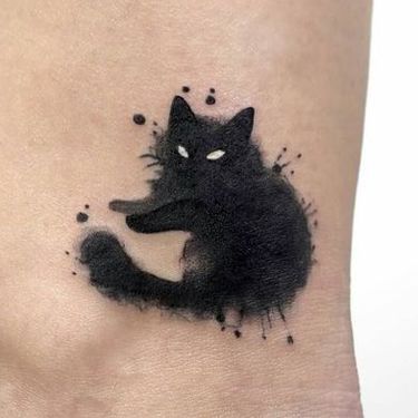 Black Kitty Ankle Tattoo Tattoo