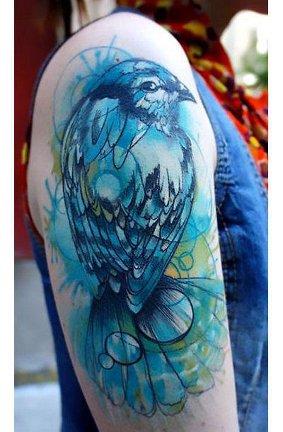 Best Bluebird on Shoulder Tattoo Idea